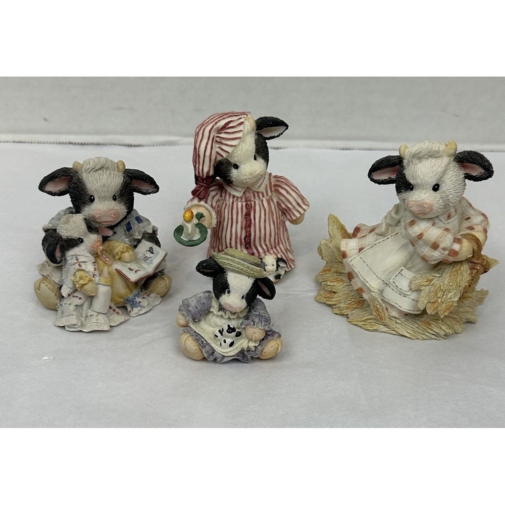 Vintage 90s Mary's Moo Moos Cow Figurines Farmhouse Country decor Lot of 4